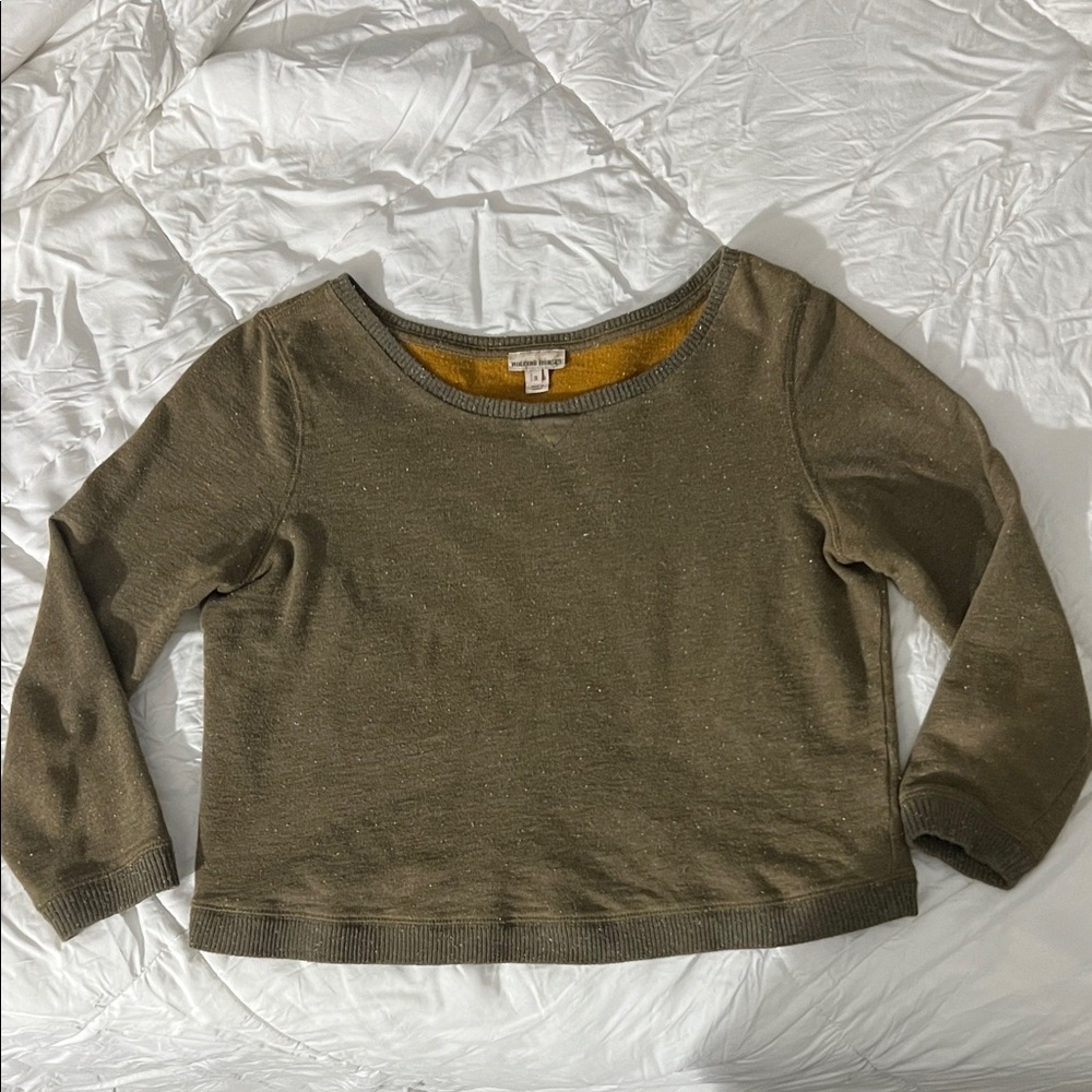 HOLDING HORSES Olive Scoop Neck Sweater